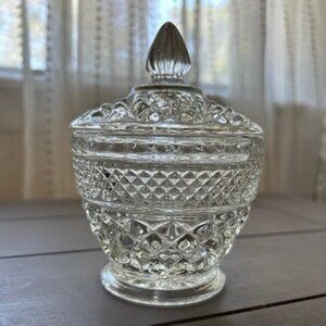 Anchor Hocking Wexford Footed Sugar Bowl w/ Lid Clear Glass Vintage